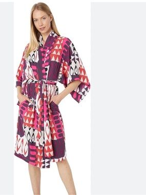 2 Pc Natori BUKHARA Slip Chemise NIGHTGOWN & ROBE in Plum, Magenta, Red, White M
